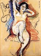 Henri Matisse sitting in the Nude painting